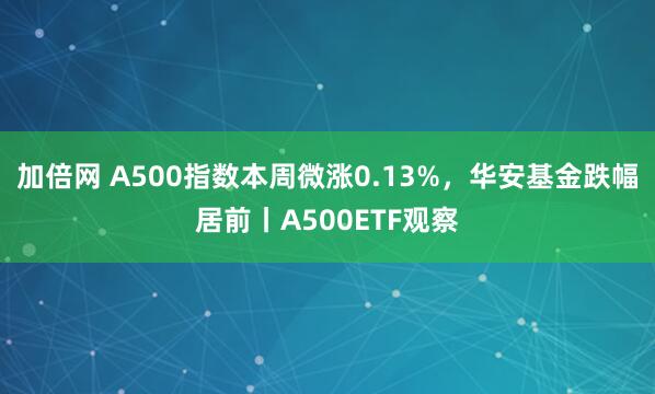 加倍网 A500指数本周微涨0.13%，华安基金跌幅居前丨A500ETF观察